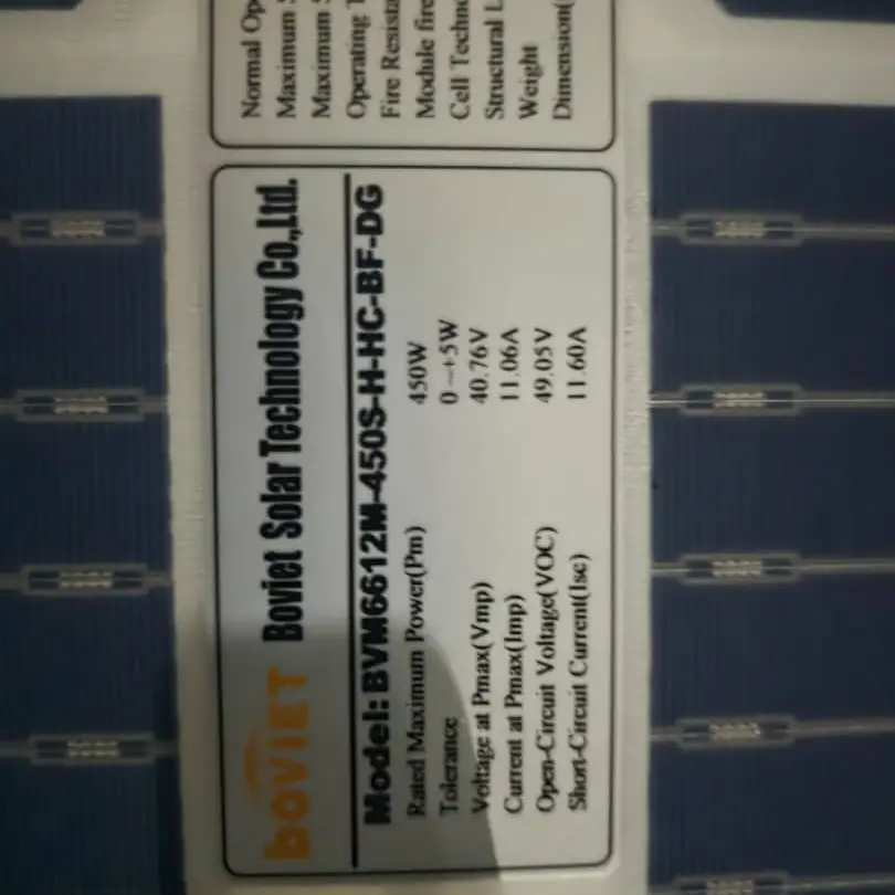 Panel solar bifacial Boviet Solar 450w's photo #1