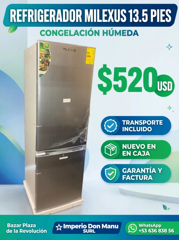 REFRIGERADOR MILEXUS 13.5 PIES - DOBLE PUERTA's foto | Don Manu |  BizneCubano