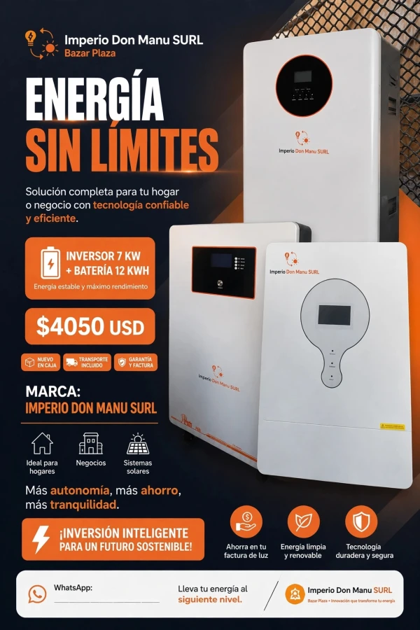 SISTEMA INVERSOR INTELIGENTE 7KW + BATERÍA LITIO 12KWH's foto | Don Manu |  BizneCubano